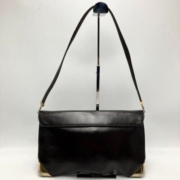 RARE Vintage Dior Brown Leather 2-way Shoulder Bag w Brown Trotter Print - Picture 10 of 10